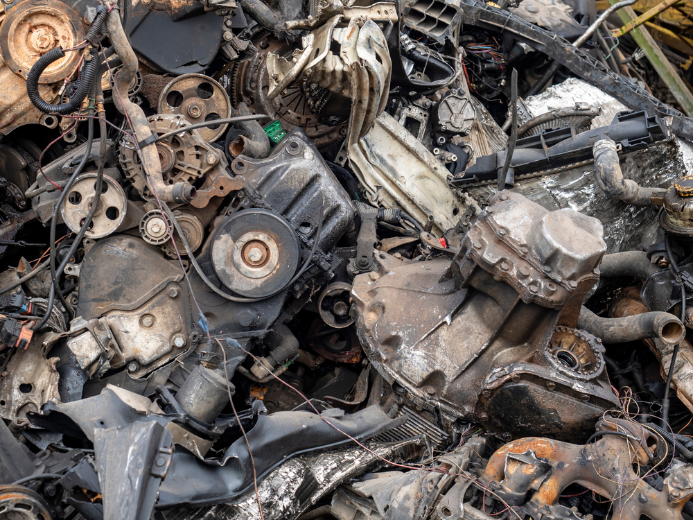 Broken,Car,In,A,Junkyard,,Car,Scrap,,Motors.